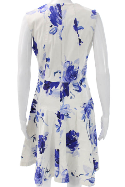 Lela Rose Women A-Line Sleeveless Crew Neck White Knee Length Dress Size 6