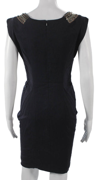 Matthew Williamson Women Bodycon Black Cotton Cap Sleeve Short Dress Size XS