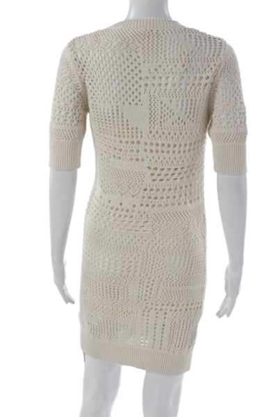 A.L.C. Womens Sweater Dress Ivory Cotton Crew Neck Knee Length Size XS