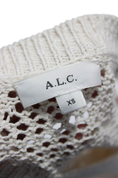 A.L.C. Womens Sweater Dress Ivory Cotton Crew Neck Knee Length Size XS