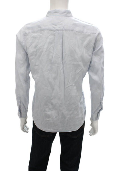 Uniqlo Mens Button Front Long Sleeve Collared Linen Shirt Blue Size Medium