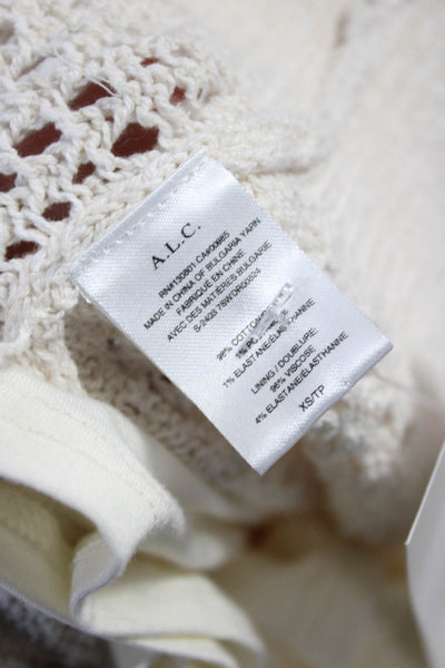 A.L.C. Womens Sweater Dress Ivory Cotton Crew Neck Knee Length Size XS