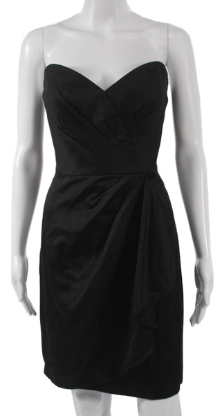 Milly Womens Sheath Dress Black Wool Sweetheart Sleeveless Zip Size 6
