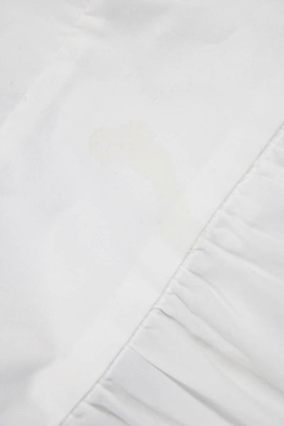 Pinko Unisex White Textured V-Neck Mid-Calf Dress Short Sleeve Nylon Size S