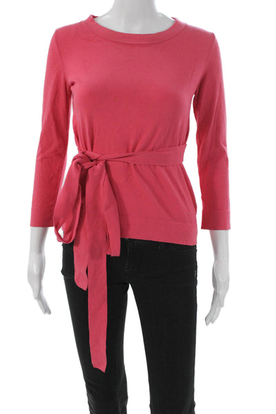 Piazza Sempione Womens Pink Crewneck Pullover Sweater 3/4 Sleeve Size S