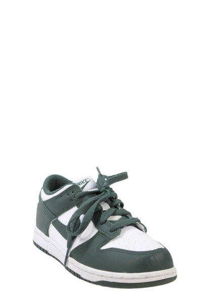 Nike Childrens Boys Leather Dunk Low Retro Sneakers Green White Size 2