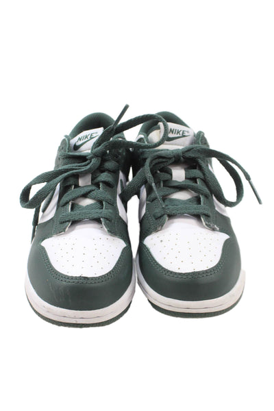 Nike Childrens Boys Leather Dunk Low Retro Sneakers Green White Size 2