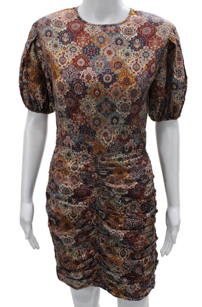 Rhode Womens Multicolor Tencel Bodycon Dress Short Sleeve Zip Size XS