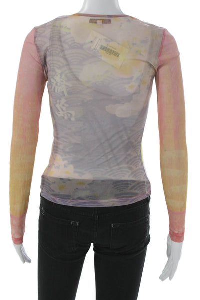 Agolde Womens Floral Basic Long Sleeve Crew Neck T-Shirt Multicolor Size S