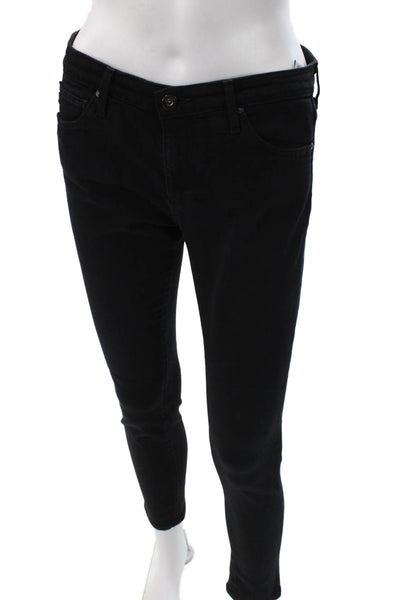 AG Adriano Goldschmied Women Black Skinny Jeans High Rise Viscose Size 28