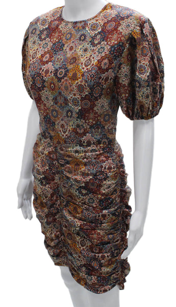 Rhode Womens Multicolor Tencel Bodycon Dress Short Sleeve Zip Size XS