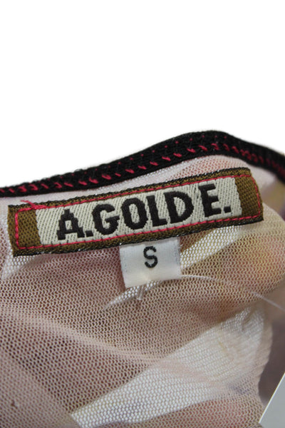 Agolde Womens Floral Basic Long Sleeve Crew Neck T-Shirt Multicolor Size S