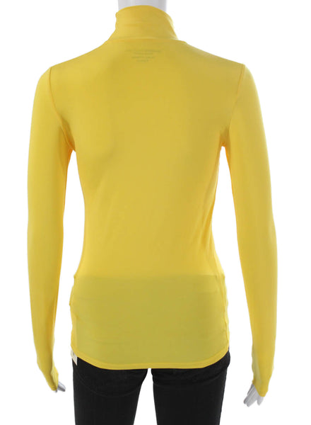 Majestic Filatures Womens Basic T-Shirt Yellow Turtleneck Long Sleeve Size 1