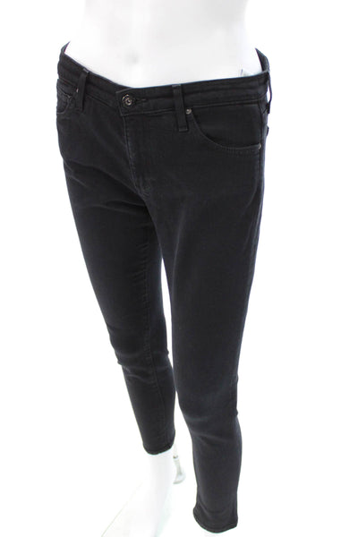 AG Adriano Goldschmied Women Black Skinny Jeans High Rise Viscose Size 28