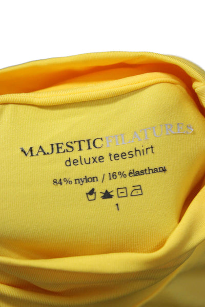Majestic Filatures Womens Basic T-Shirt Yellow Turtleneck Long Sleeve Size 1