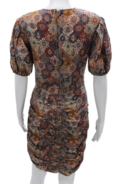 Rhode Womens Multicolor Tencel Bodycon Dress Short Sleeve Zip Size XS