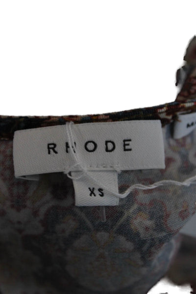 Rhode Womens Multicolor Tencel Bodycon Dress Short Sleeve Zip Size XS