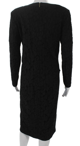 Karl Lagerfeld Womens Sheath Dress Black Lace Floral Long Sleeve Size 38