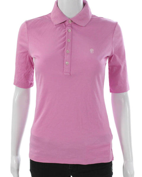 Polo Golf Ralph Lauren Womens Basic Polo Pink Cotton Collar 3/4 Sleeve Size XS