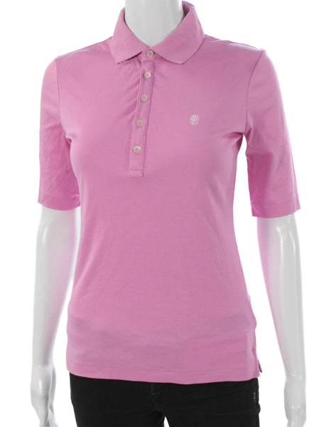 Polo Golf Ralph Lauren Womens Basic Polo Pink Cotton Collar 3/4 Sleeve Size XS