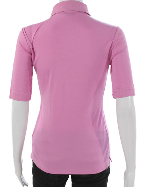Polo Golf Ralph Lauren Womens Basic Polo Pink Cotton Collar 3/4 Sleeve Size XS