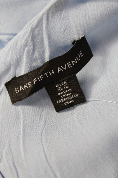 Saks Fifth Avenue Womens Fit & Flare Blue Rayon V-Neck Half-Sleeve Dress Size XL
