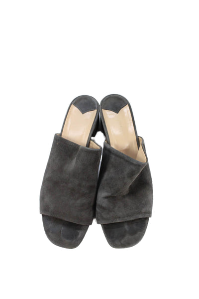 Barneys New York Womens Suede Slide On Sandals Gray Size 40.5 10.5