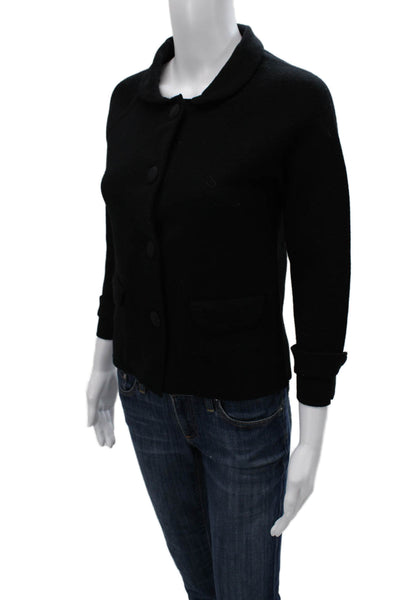 J Crew Womens Wool Black Basic Jacket Button Long Sleeve Size S