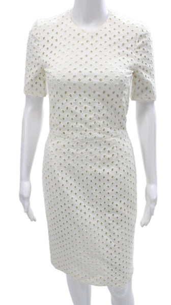 Tom Ford Women Sheath Dress White Viscose Short Sleeve Knee Length Size 38
