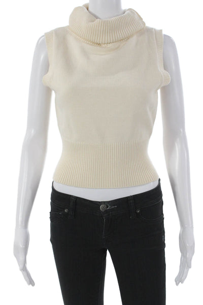 Zara Womens Ivory Viscose Cowl Neck Sweater Vest Sleeveless Size S