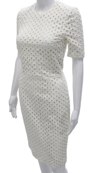 Tom Ford Women Sheath Dress White Viscose Short Sleeve Knee Length Size 38