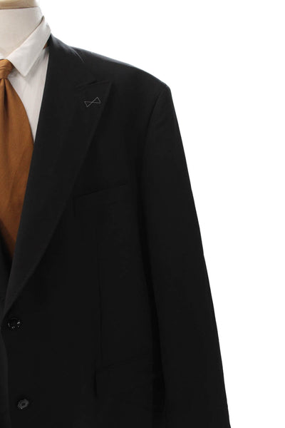 Munro Mens Blazer Black Wool Button Closure Size 52