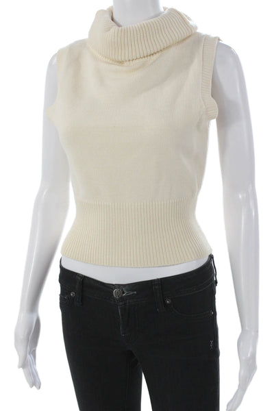 Zara Womens Ivory Viscose Cowl Neck Sweater Vest Sleeveless Size S