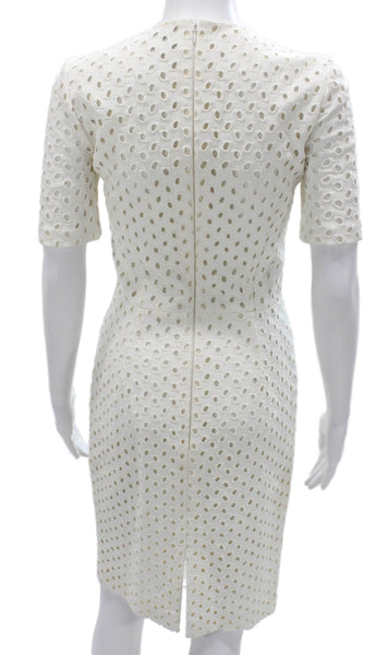 Tom Ford Women Sheath Dress White Viscose Short Sleeve Knee Length Size 38