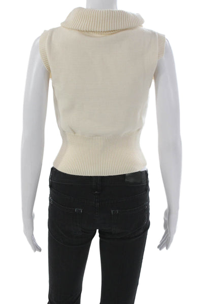 Zara Womens Ivory Viscose Cowl Neck Sweater Vest Sleeveless Size S