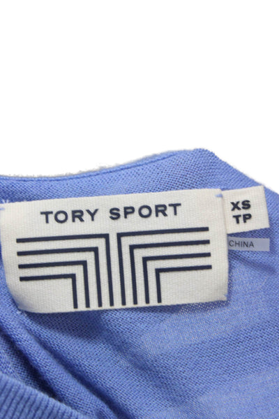 Tory Sport Women Pullover Merino Wool Blue Bird Print Crewneck Size XS