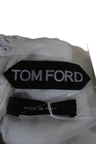 Tom Ford Women Sheath Dress White Viscose Short Sleeve Knee Length Size 38