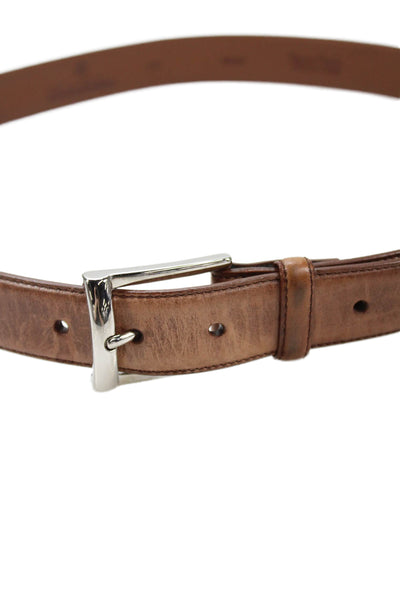 Brooks Brothers Mens Leather Frame Buckle Belt Brown Size 36