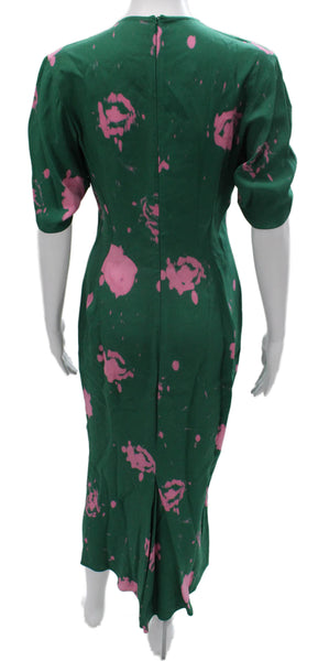 Marni Women Maxi Dress Green Tie Dye Round Neck Short Sleeve Viscose Size 38