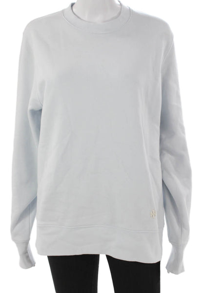 Tory Sport Women Pullover Sweatshirt Blue Cotton Crew Neck Long Sleeve Size XS