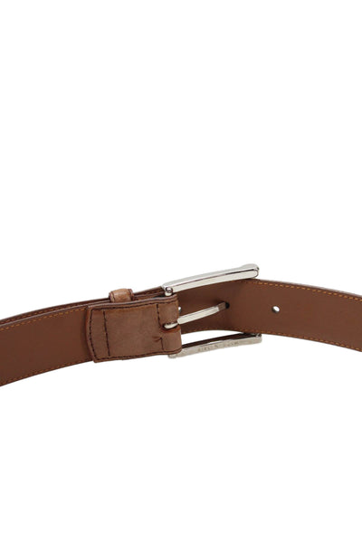 Brooks Brothers Mens Leather Frame Buckle Belt Brown Size 36