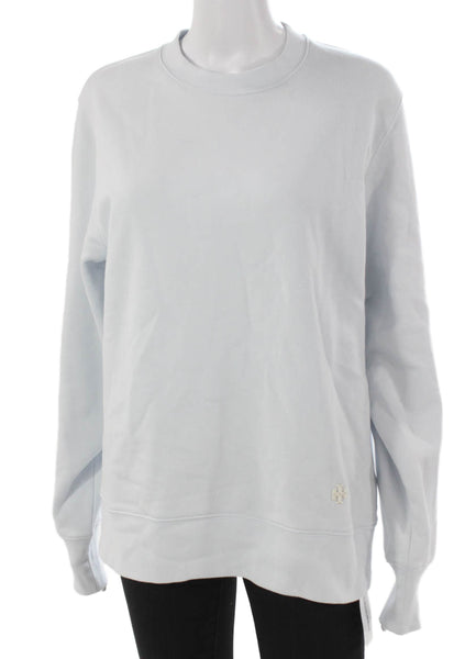Tory Sport Women Pullover Sweatshirt Blue Cotton Crew Neck Long Sleeve Size XS