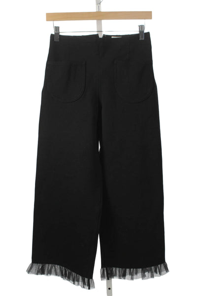 Maeve Anthropologie Womens Cropped Pants Black Viscose Zip Size 26