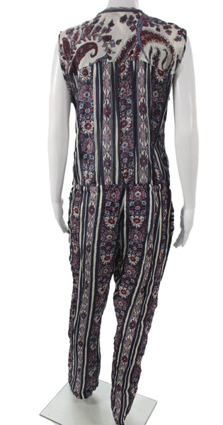 Isabel Marant Etoile Women Jumpsuit Striped Multi V-Neck Size 2