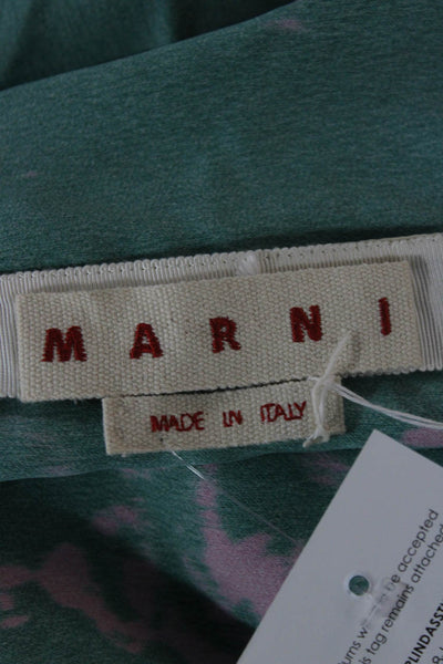 Marni Women Maxi Dress Green Tie Dye Round Neck Short Sleeve Viscose Size 38