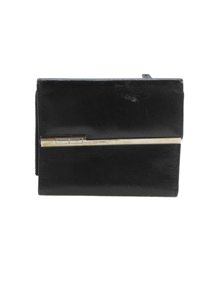 Tardini Womens Leather Silver Tone Detail Long Wallet Black