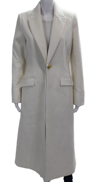 Ramy Brook Women Overcoat Ivory Button Polyester Long Sleeve Size M