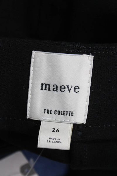 Maeve Anthropologie Womens Cropped Pants Black Viscose Zip Size 26