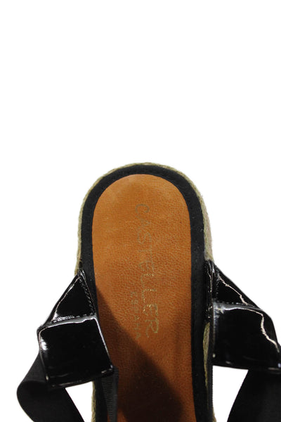Casteller Womens Elastic Crisscross Espadrille Wedge Heels Shoes Black Size 9