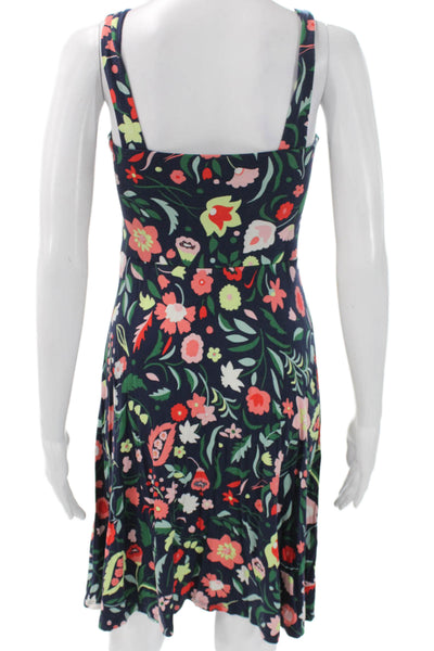 Boden Women Fit & Flare Blue Floral V-Neck Sleeveless Knee-Length Dress Size 6P
